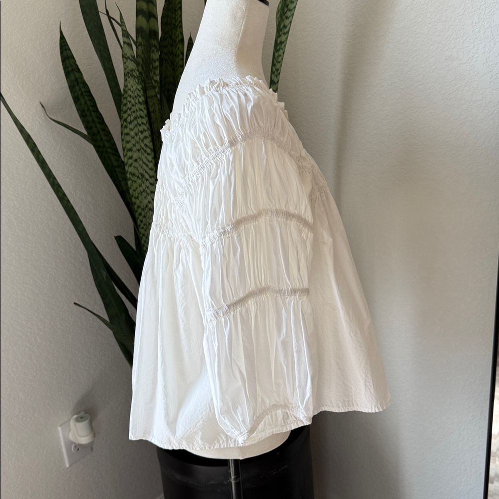 Free People Women's Off-White Off-Shoulder Peplum Top Size L - Picture 2 of 13